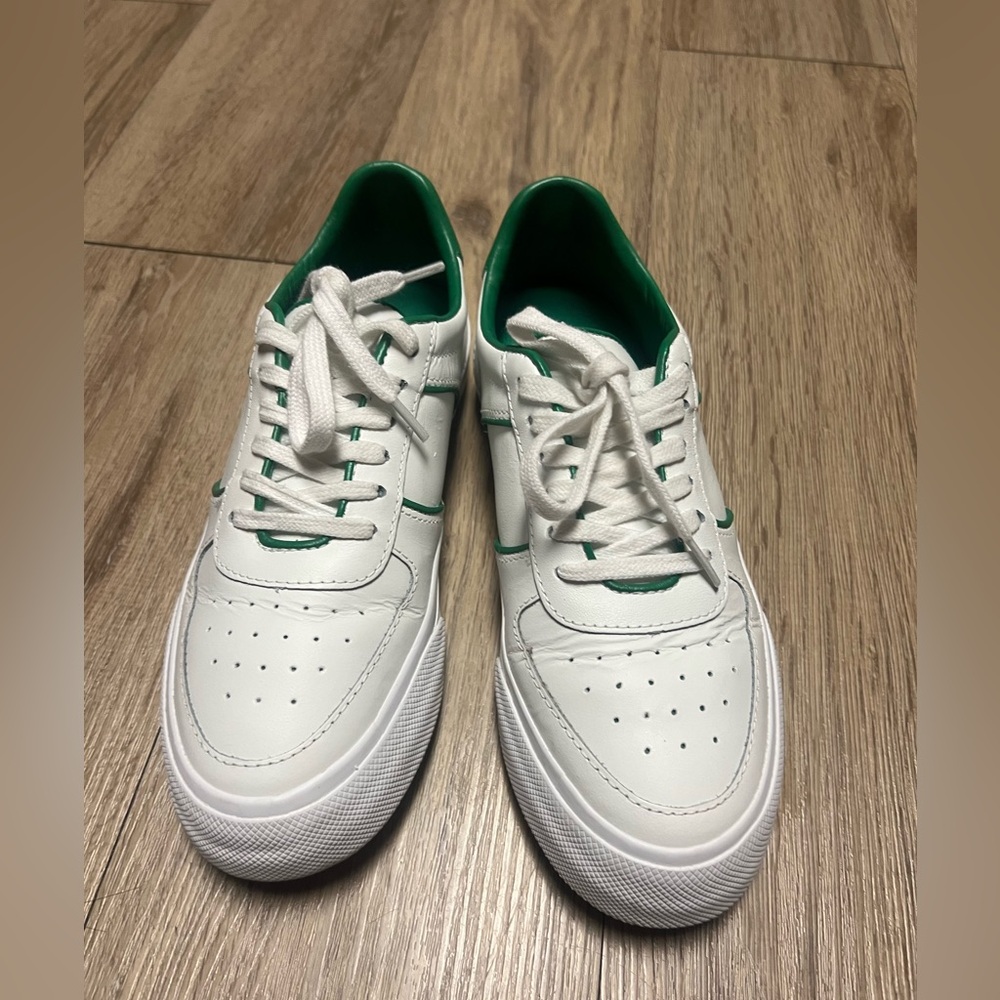 Reformation White and Green Sneakers Classic Lace-Up Design